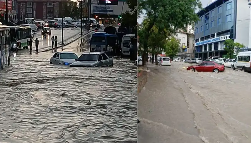Ankara'daki Sağanak Yağış Hayatı Olumsuz Etkiledi: Arabalar Sürüklendi